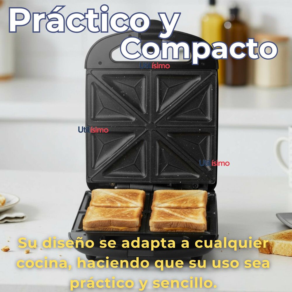 Sandwichera Eléctrica Antiadherente Tostadora 4 Sandwich 1000w De Potencia image number 3.0