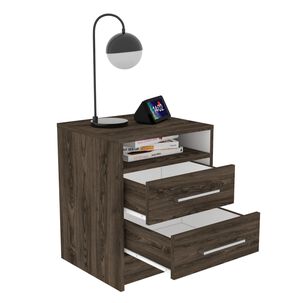 Velador 2 Cajones Fm 50.7x40x37.3 Cm Caf&eacute; Oscuro