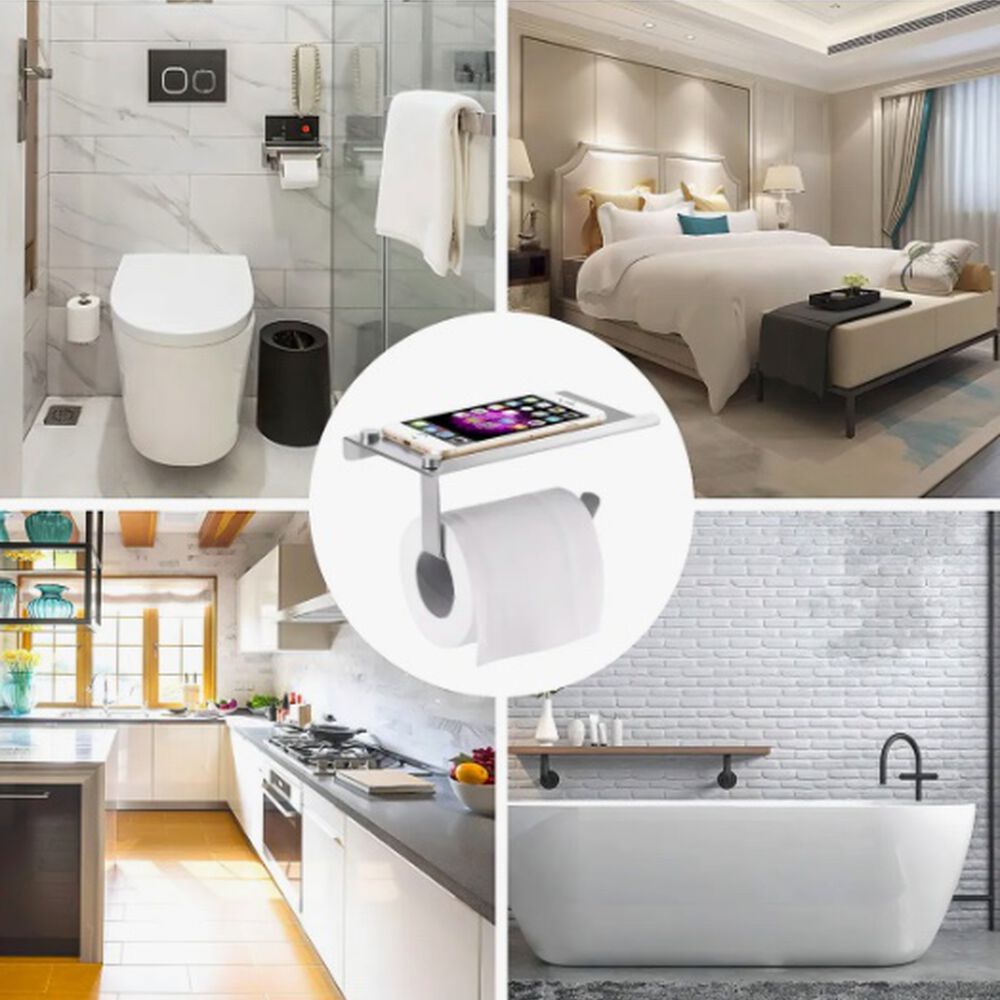 Porta Papel Higi&eacute;nico Negro Acero Inoxidable image number 2.0