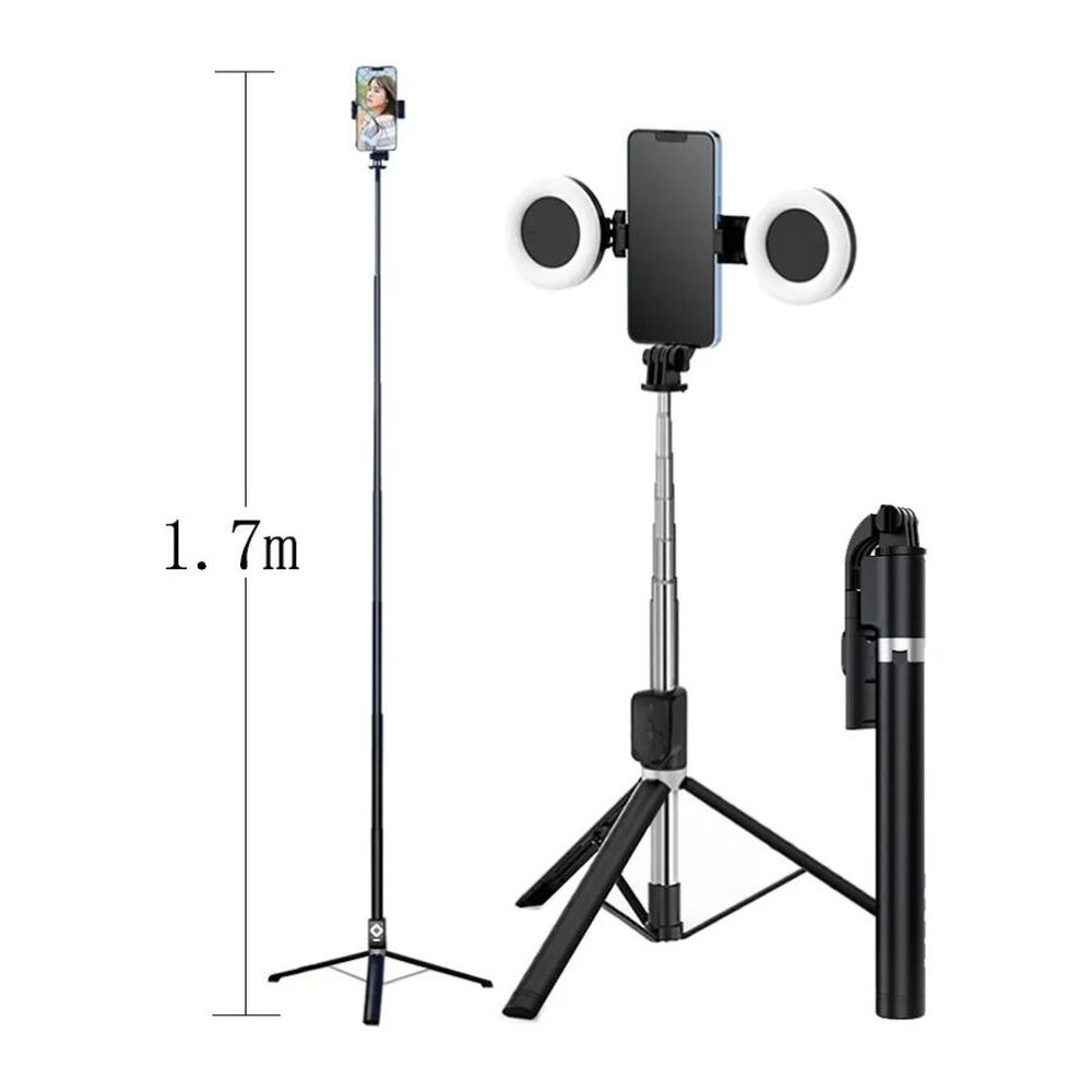 Tripode Selfie Stick Con 2 Aro De Luz 1.7m Altura image number 3.0