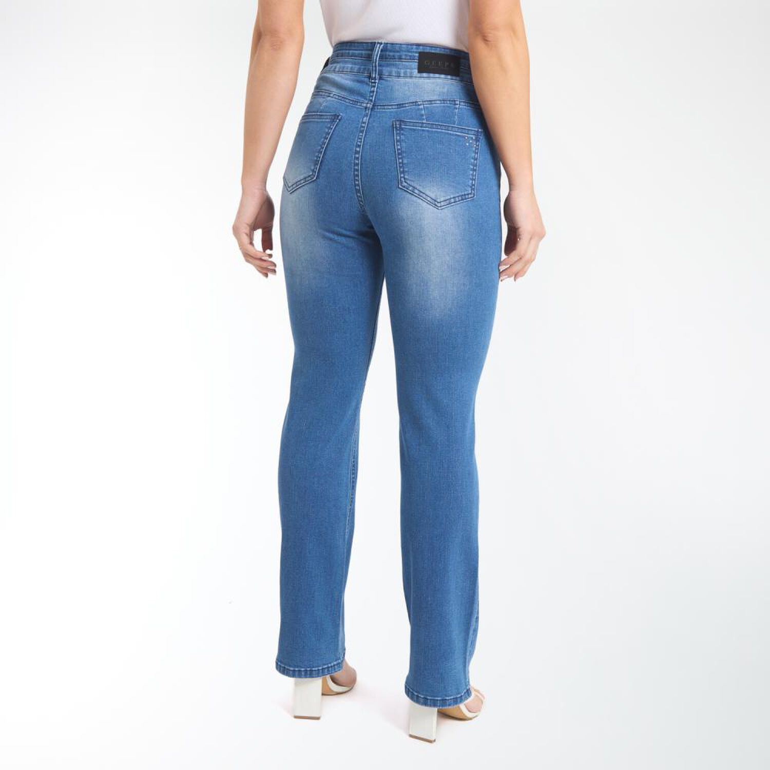Jeans Brillos Tiro Alto Flare Mujer Geeps image number 3.0