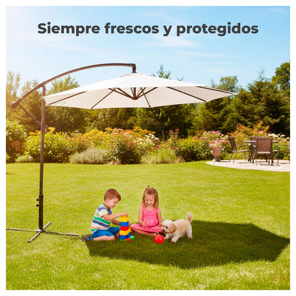 Quitasol Lateral 3m Con Brazo Sombrilla Exterior Ajustable image number 3.0