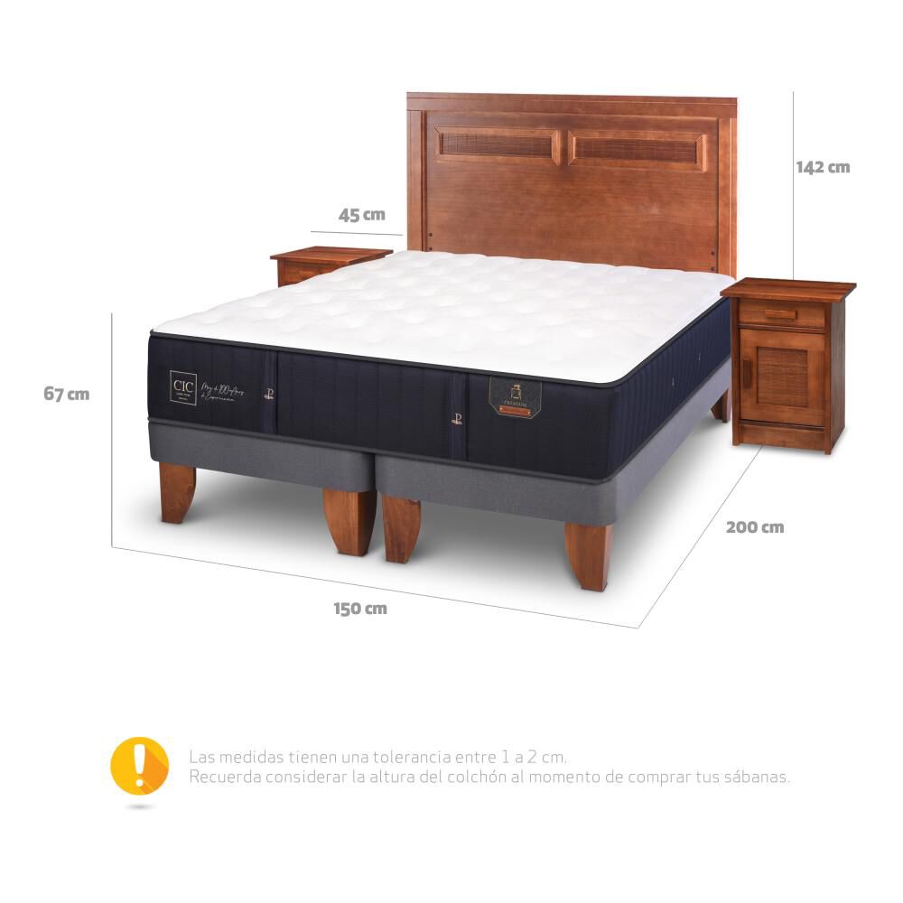 Cama Europea Cic Premium / 2 Plazas / Base Dividida + Set De Maderas image number 4.0