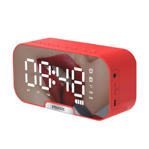 Radio Reloj Despertador Digital Parlante Bluetooth Y Espejo Rojo
