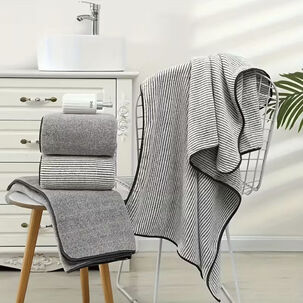 Set De 8 Toallas Rayadas Ultra Absorbentes Estilo Spa Arena