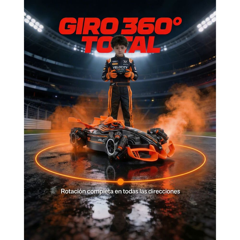 Auto F&oacute;rmula 1 Grande Control Remoto Giro 360 Humo Premium image number 5.0