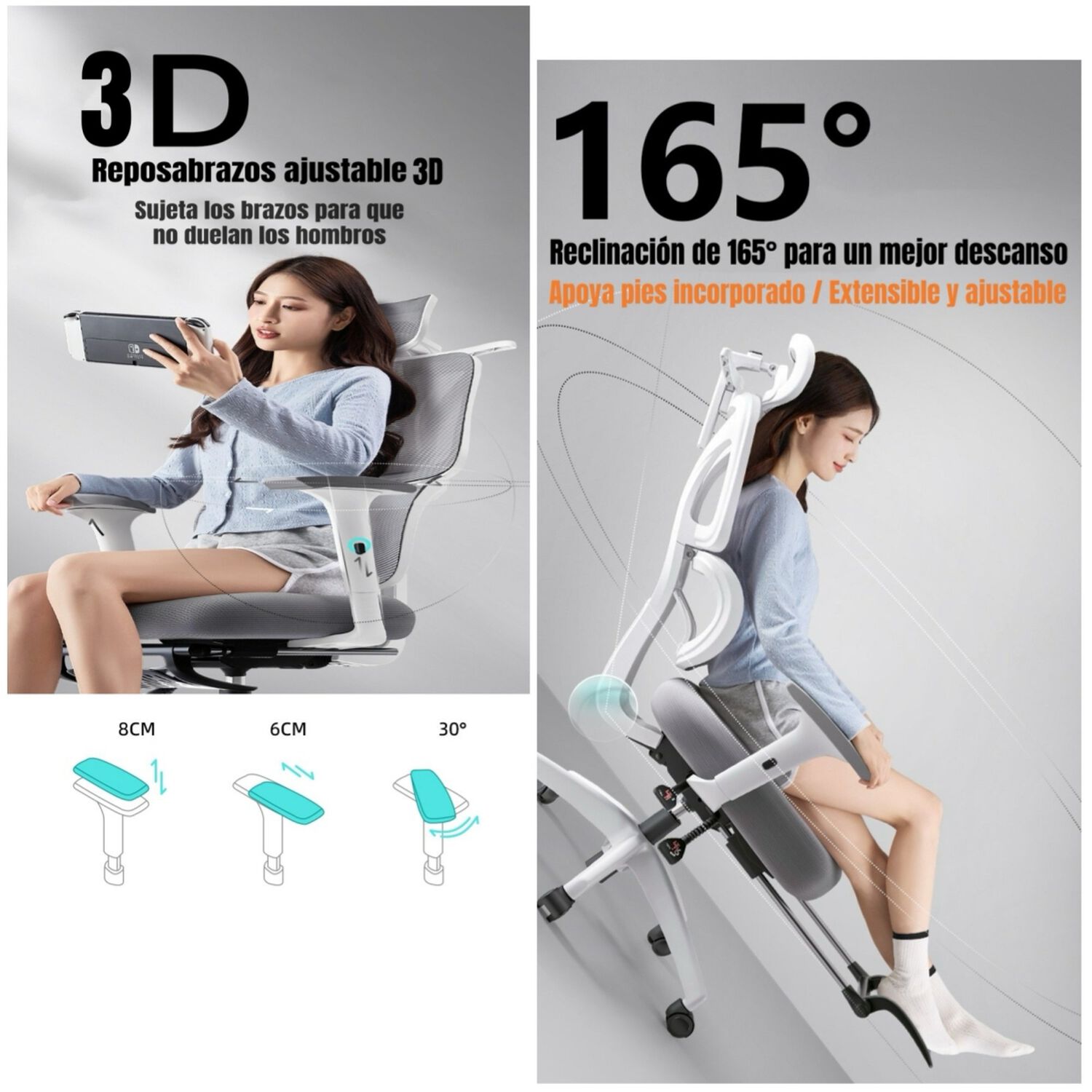 Silla De Escritorio W205 Con Apoya Pies Negra Lubabycas image number 2.0