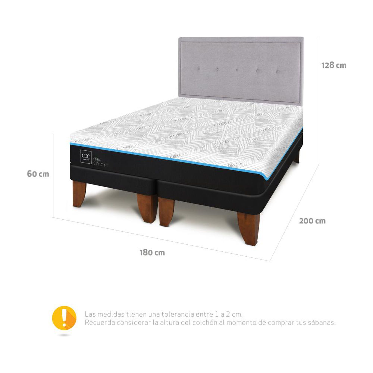 Cama Europea Cic Green Infinity / Base Dividida + Respaldo image number 6.0