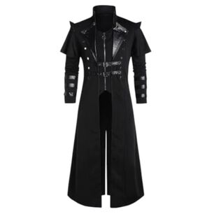 Abrigo Largo G&oacute;tico Noche Steampunk Cosplay Cuero Sint&eacute;tico