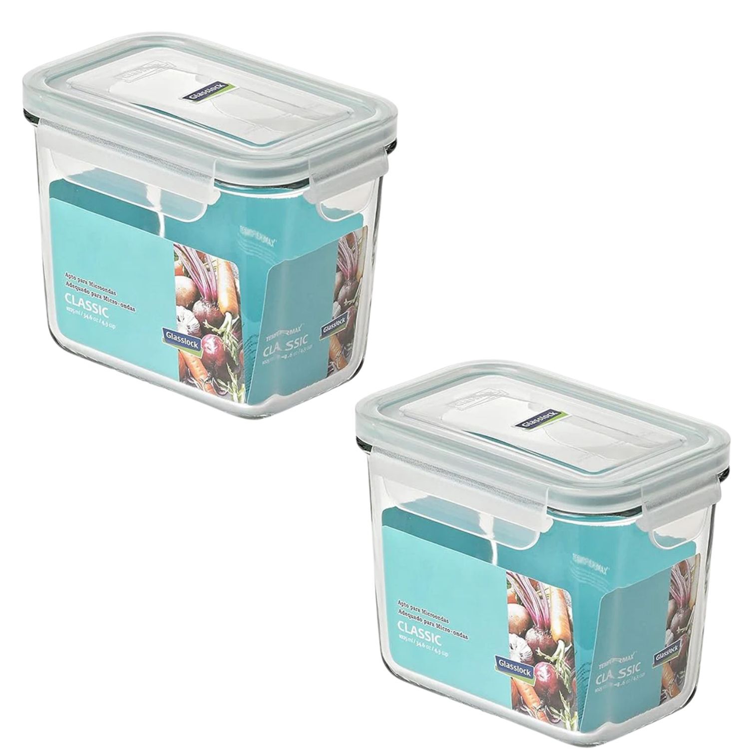 Pack 2 Contenedores Vidrio Hermetico Rect Alto 1025ml Glasslock image number 0.0