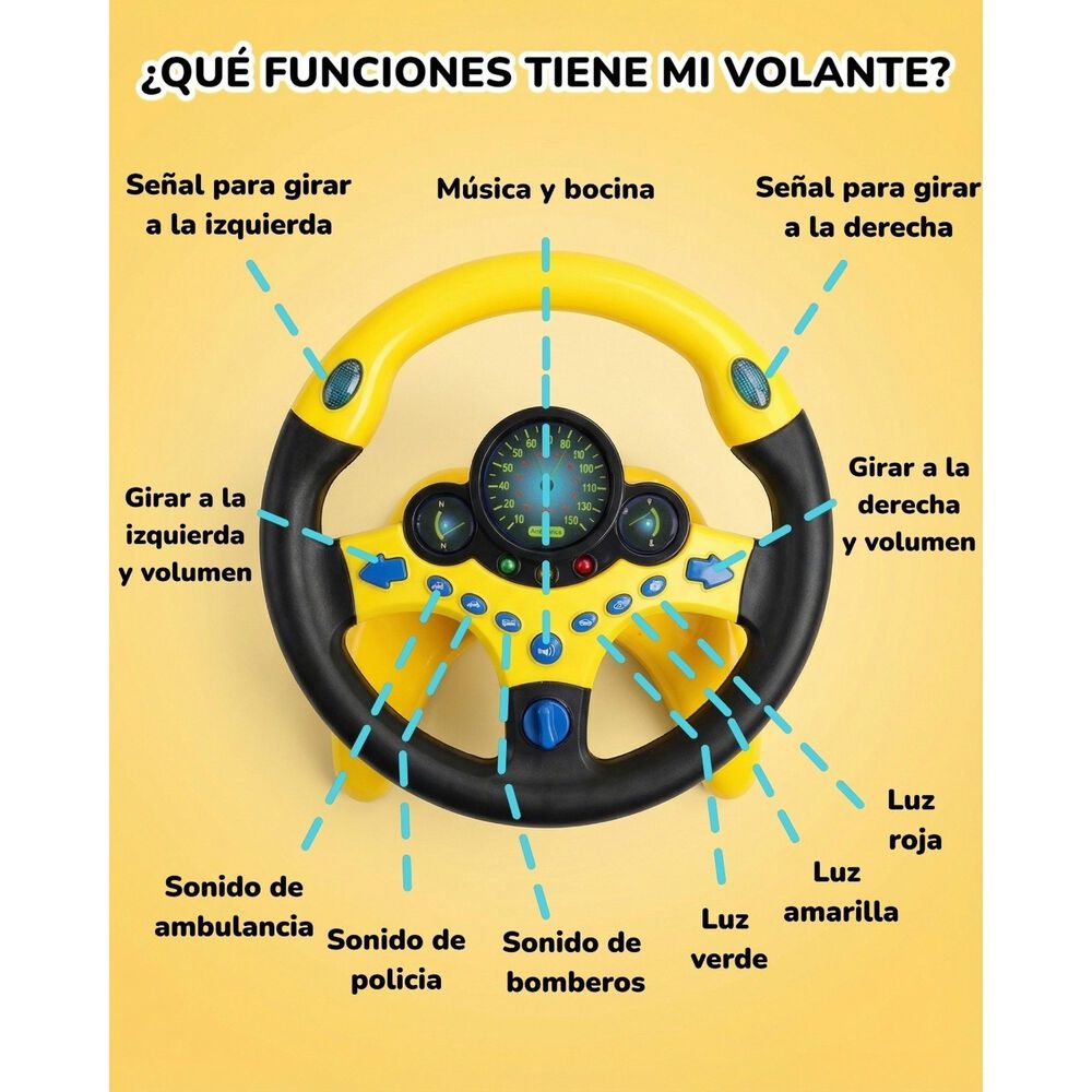 Juguete Volante Amarillo Interactivo Para Bebes Luz Y Sonido image number 3.0