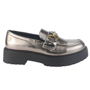 Mocasin Chalada Mujer Lenin-4 Plateado Casual