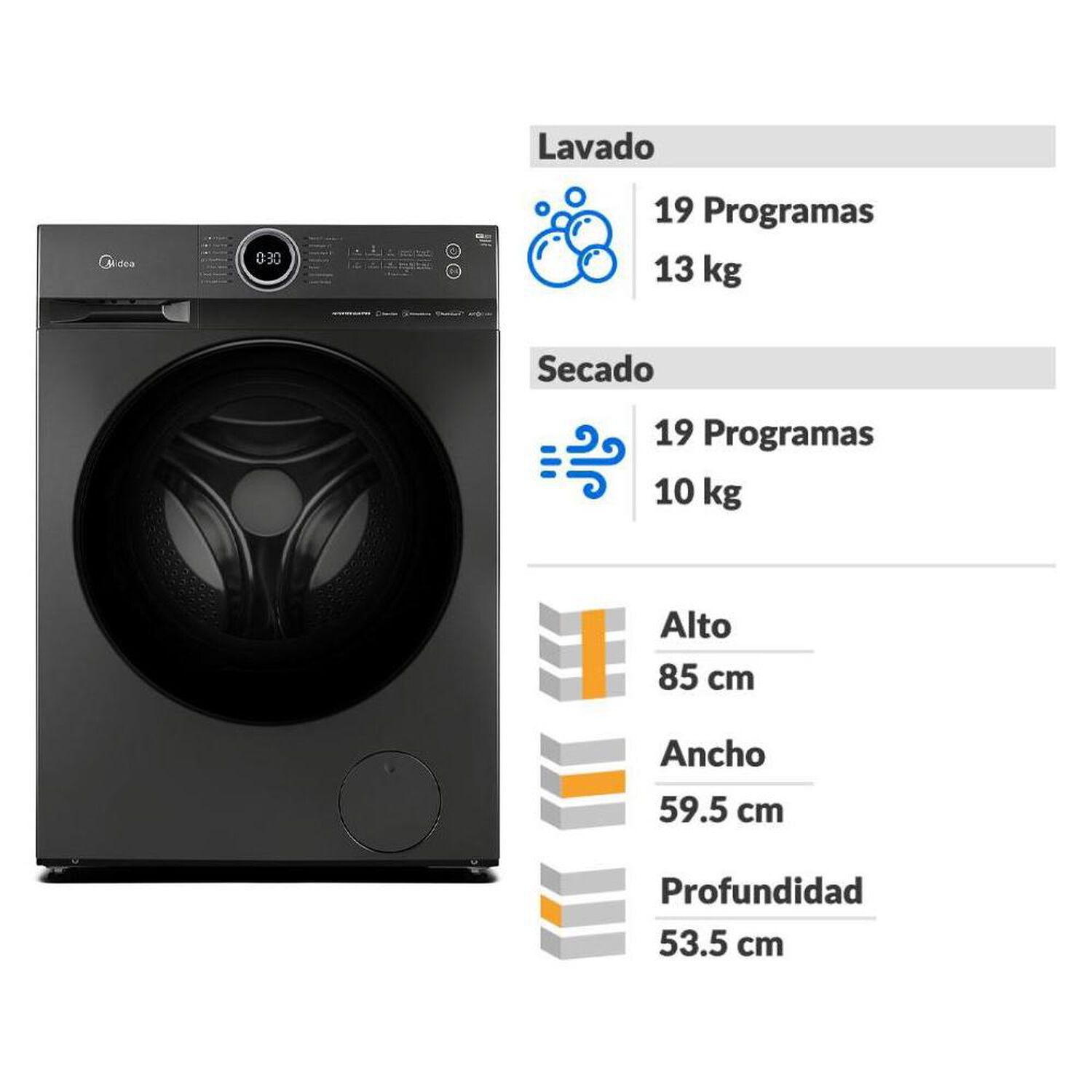 Lavadora Secadora Midea MF200D130WB/T / 13 Kg / 10 Kg image number 1.0