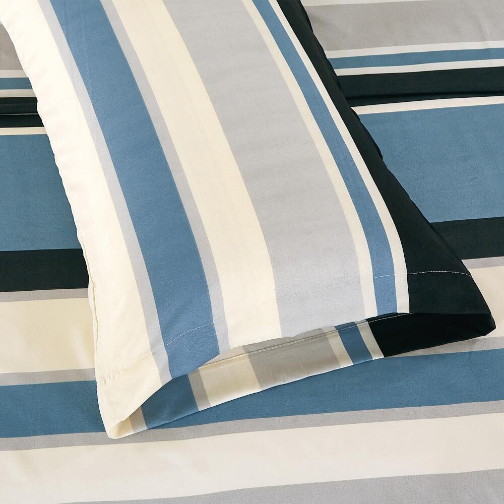 Sabanas Andes Microfibra Estampada Franjas Azul image number 1.0