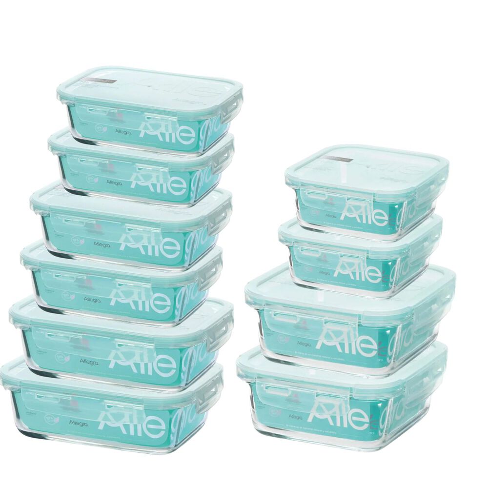 Set 10 Contenedores Hermeticos Alimentos De Vidrio Allegra image number 0.0