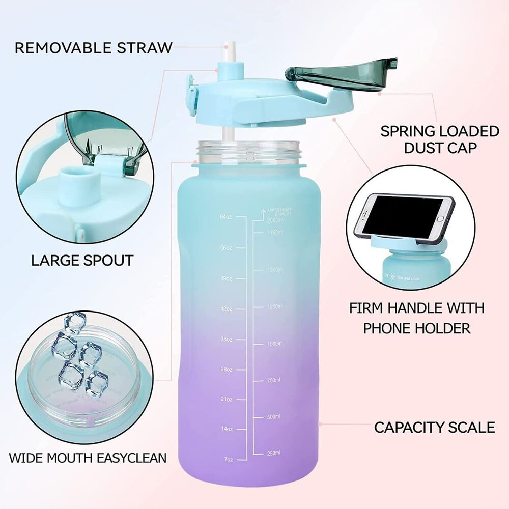 Pack Botellas Agua Motivacional 2l 900ml Verde Morado image number 4.0
