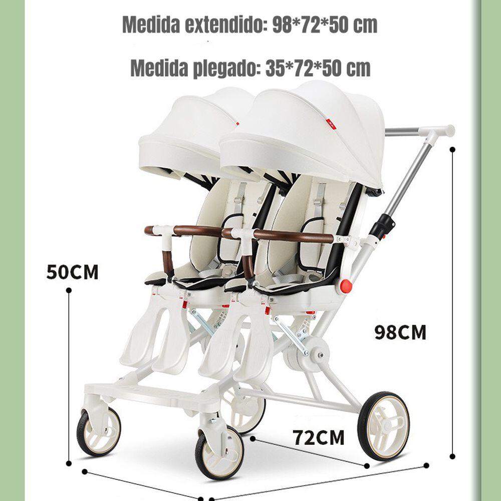 Coche Doble Con Mesita De Comer Reclinable Negro Lubabycas image number 7.0