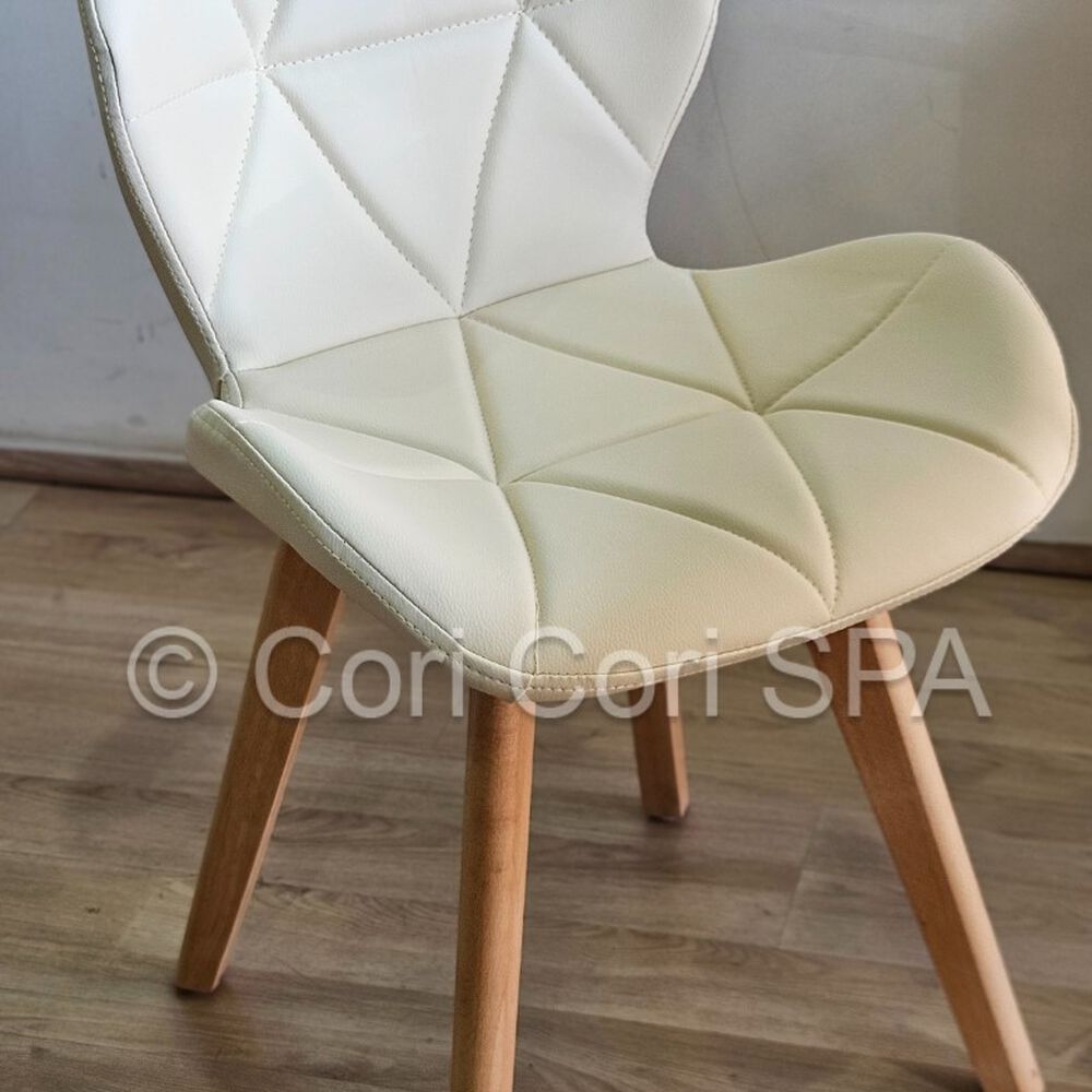 Comedor Mesa Eames Blanca 100cm + 4 Sillas Mariposas Wood Beige image number 4.0