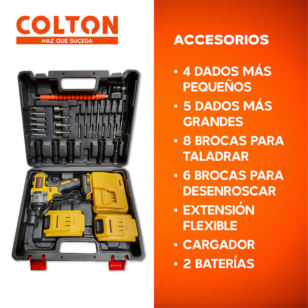 Llave Impacto 350n/m Colton + Accesorios + 2 Baterías image number 4.0