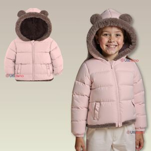 Parka Con Capucha Manga Larga Unicolor Ni&ntilde;a Jump Kids Pink
