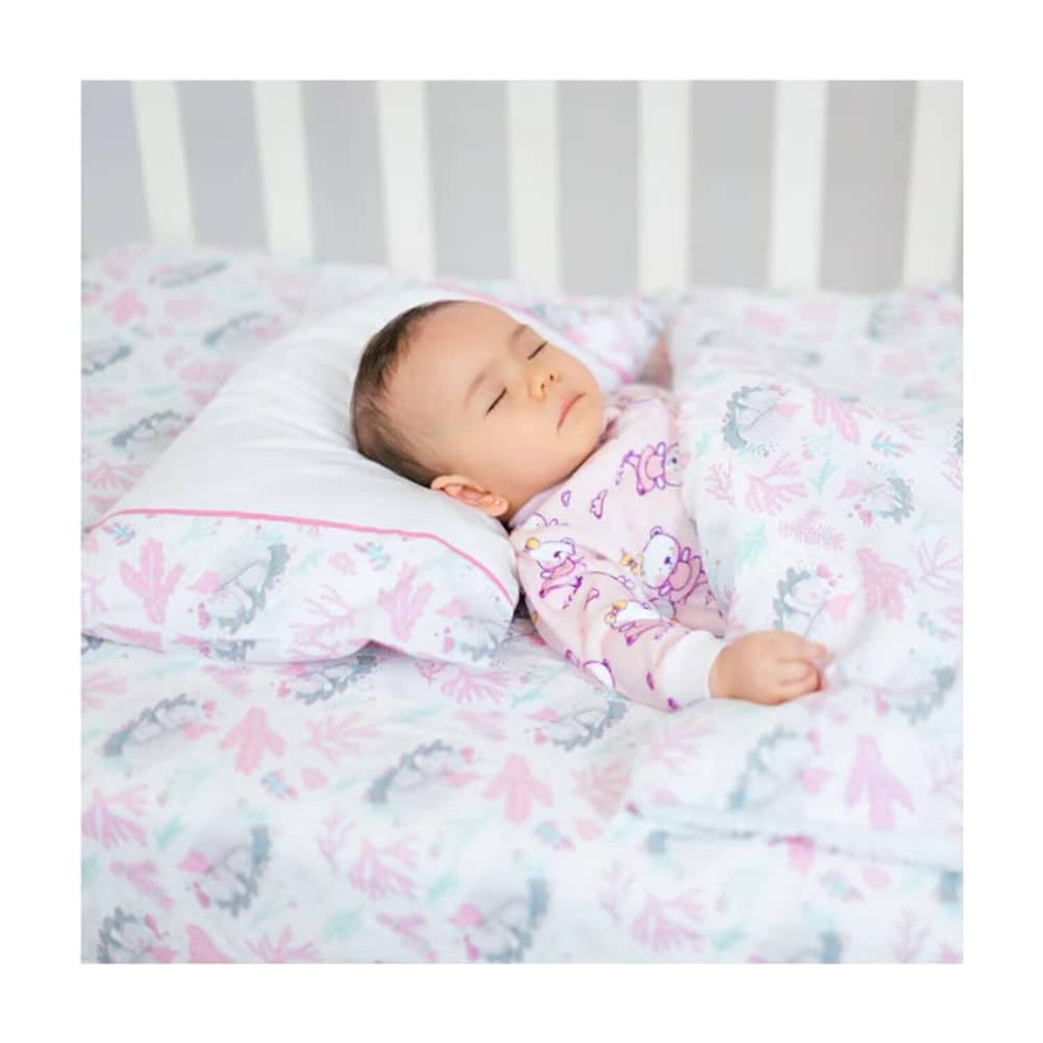 Juego Set De Sabanas Para Cuna Bebe Color Ardilla Flores Blanco image number 1.0