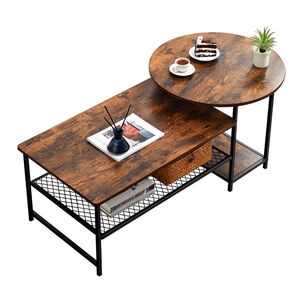Set De Mesas De Centro Industrial En Mdf - Diseño Dúo Modular