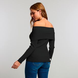 Sweater Manga Larga Hombros Descubiertos Cuello Bardot Mujer Kimera