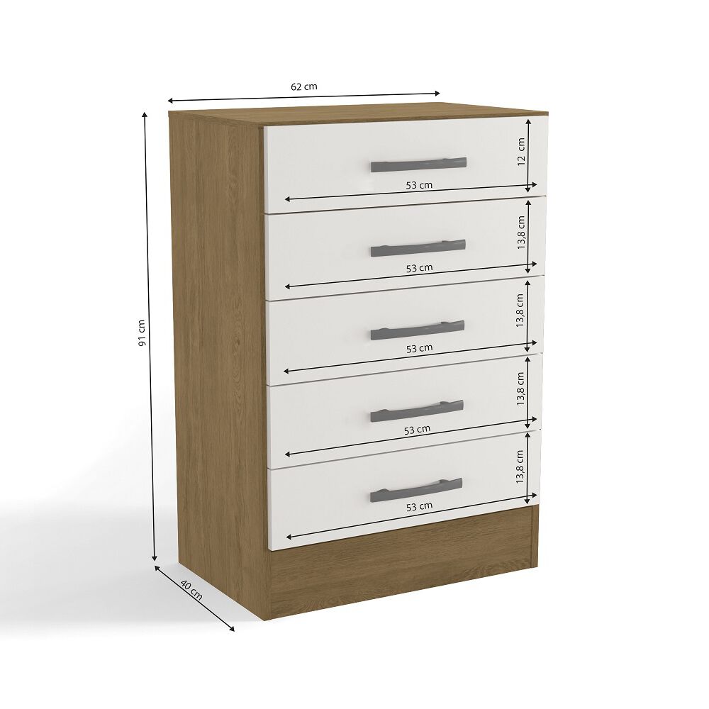 Cómoda Yardas Carla Blanco / Angelín 5 Cajones image number 2.0