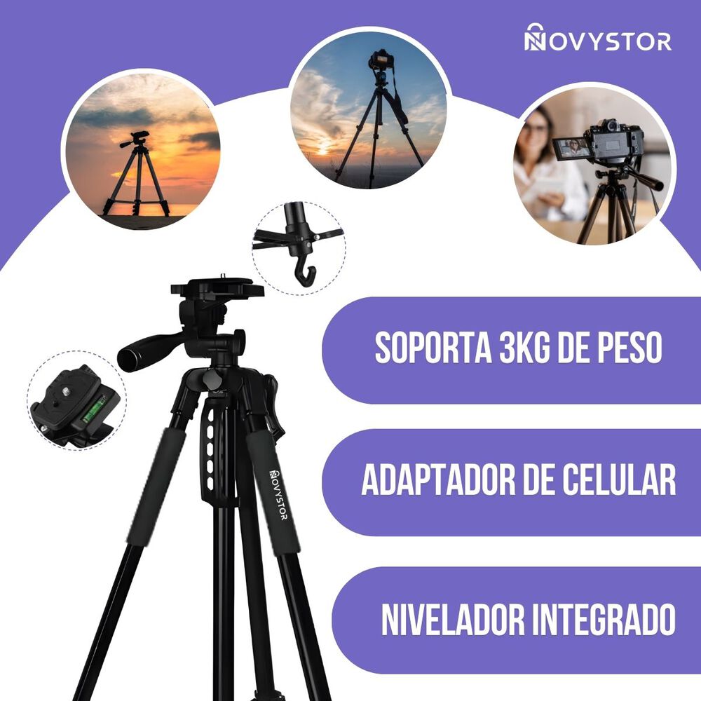 Trípode Profesional Compatible Con Celular Bolso + Adaptador image number 7.0