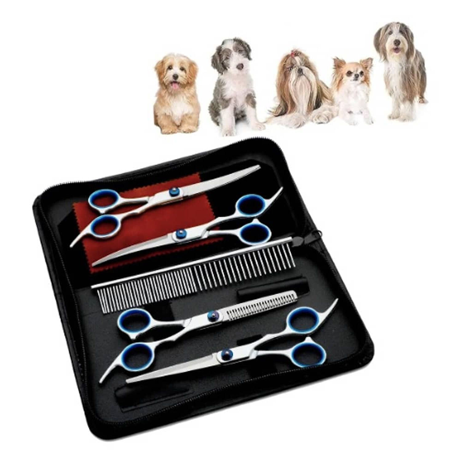 Set De Tijeras Peluquer&iacute;a Canina Perros Corta Pelo 4 Tijeras image number 4.0
