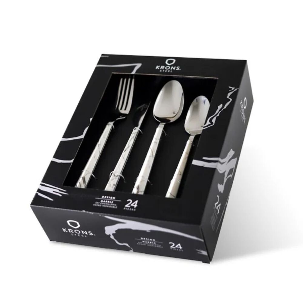 Set Cubiertos 24 Piezas Acero Inoxidable Marble Diseño image number 3.0