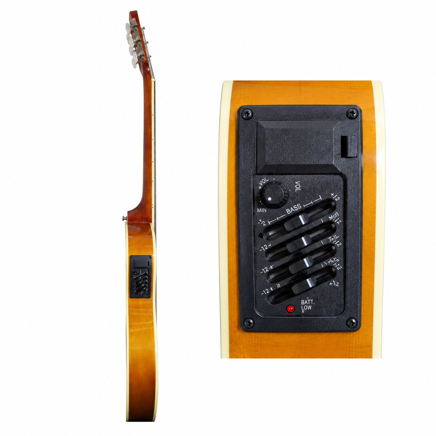 Guitarra Electroac&uacute;stica Sevillana Cutaway Ultra Delgada Natural Con Ecualizador Y Funda image number 3.0