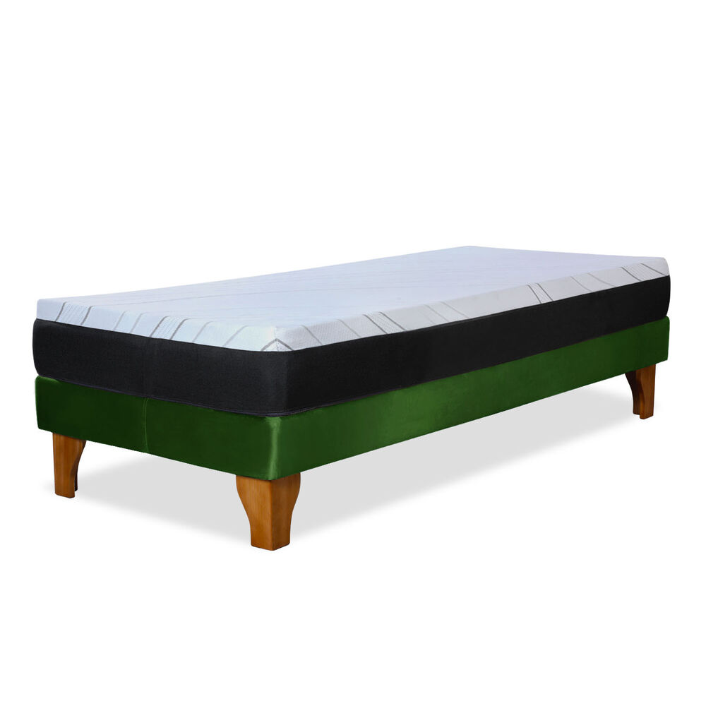 Cama Europea Zen Pro 1.5 Plazas Tela Velvet Verde image number 3.0