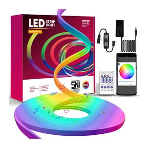 Tira De Led Neón 5m Flexible De 12v Control Remoto Ip65