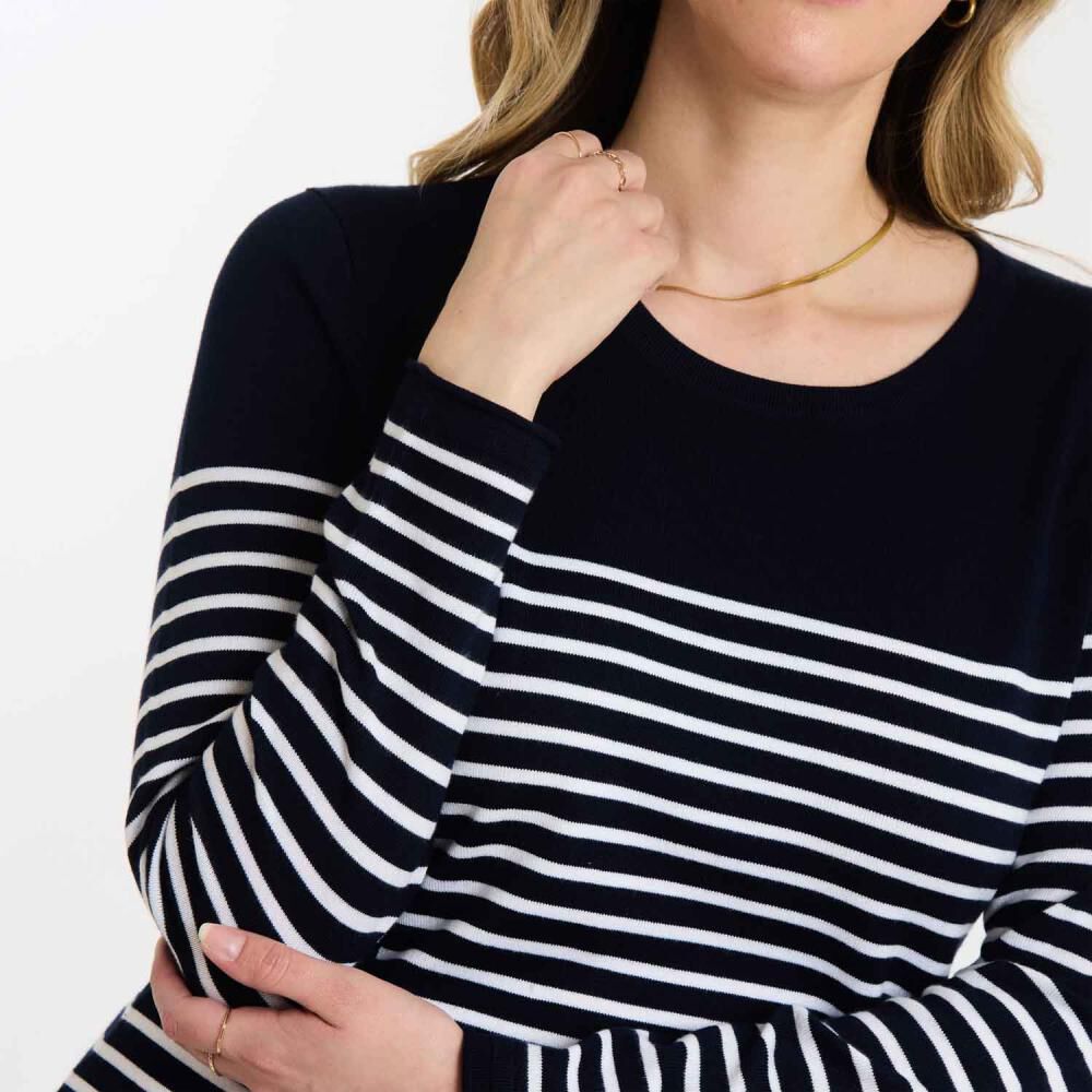 Sweater Listado Manga Larga Cuello Redondo Mujer Geeps image number 4.0