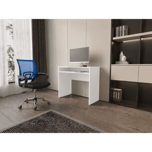 Combo Oficina New York 1 Escritorio Blanco + Silla Color Ergon&oacute;mica Con Altura Ajustable
