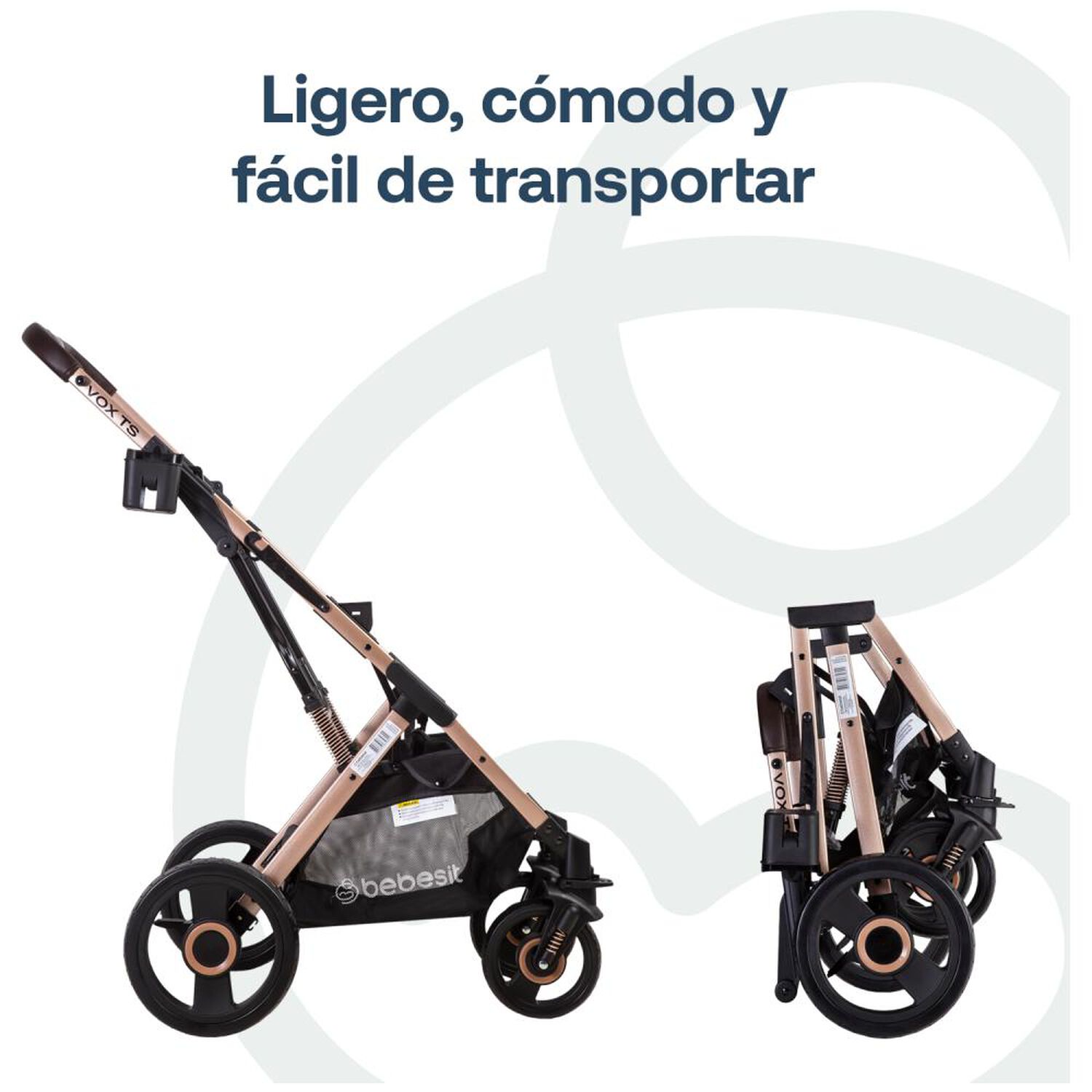 Coche Cuna Paseo Bebesit Vox Gold Negro image number 5.0