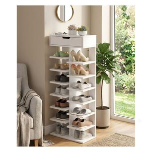 Zapatero Vertical Organizador Con Caj&oacute;n Estante De 7 Repisas Blanco