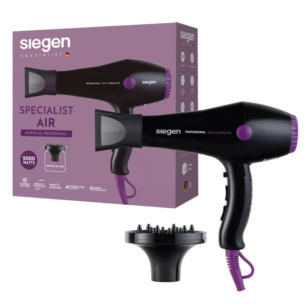 Secador De Pelo Siegen Specialist Air Iones Negativos Black Sg3049 2000watts image number 5.0