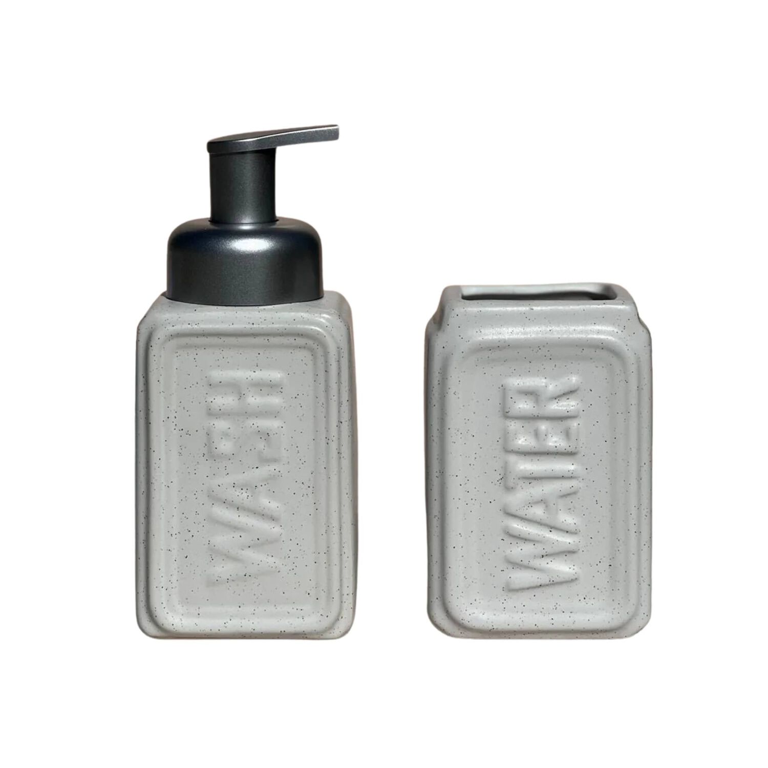 Set 2 Accesorios De Ba&ntilde;o Dispensador De Jab&oacute;n Y Vaso Cer&aacute;mica Blanco image number 0.0