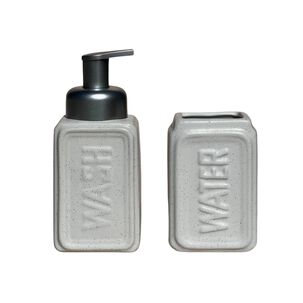 Set 2 Accesorios De Ba&ntilde;o Dispensador De Jab&oacute;n Y Vaso Cer&aacute;mica Blanco