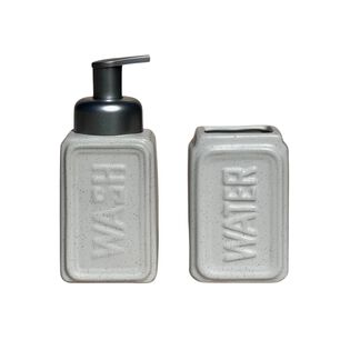 Set 2 Accesorios De Ba&ntilde;o Dispensador De Jab&oacute;n Y Vaso Cer&aacute;mica Blanco