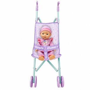Mu&ntilde;eca Beb&eacute; 29cm Con Coche Plegable De Paseo - Ps
