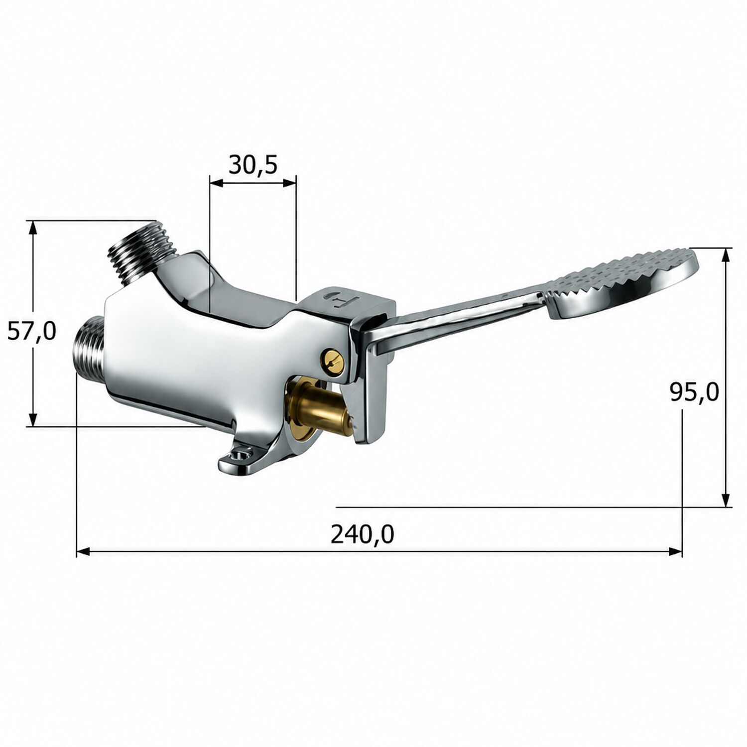 V&aacute;lvula Pedal Hehe 1/2" Marca Taumm Color Cromo image number 7.0