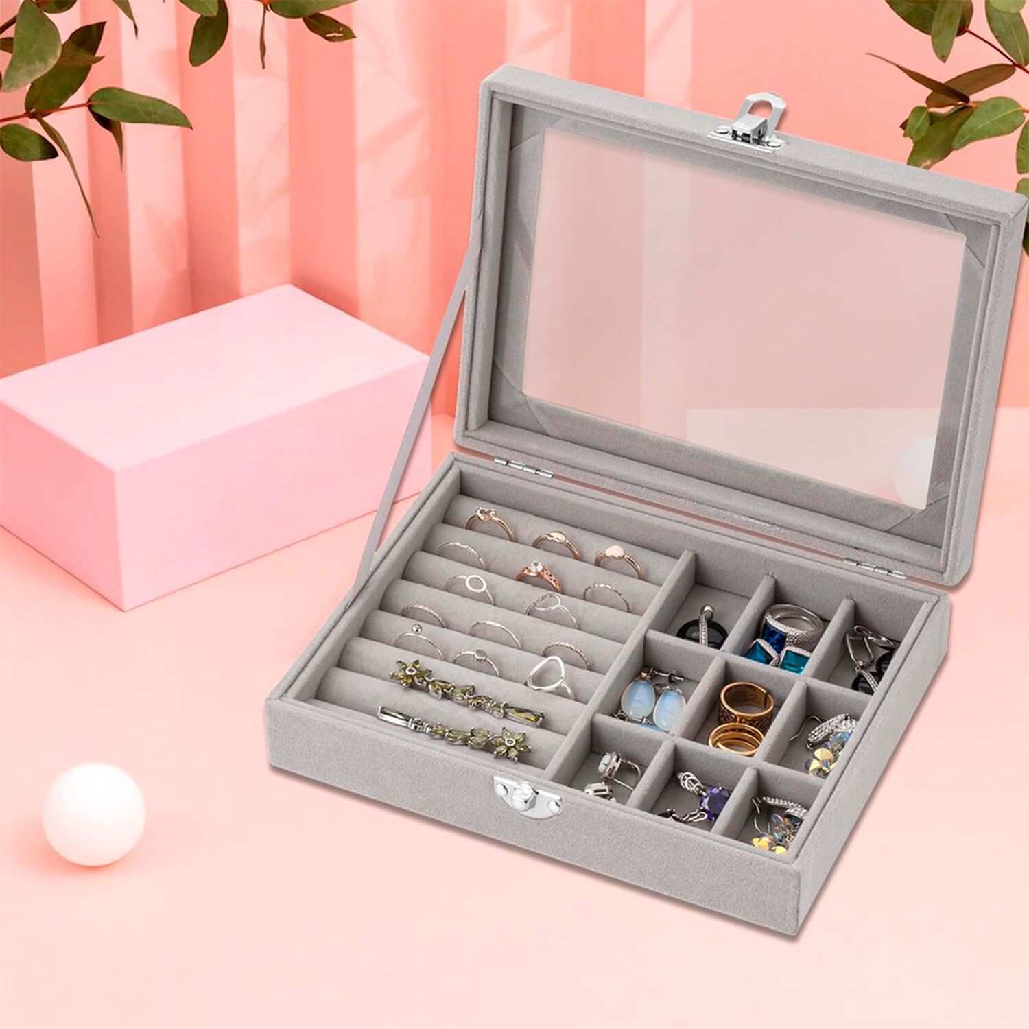 Caja Organizador De Joyer&iacute;a Port&aacute;til Gris image number 1.0