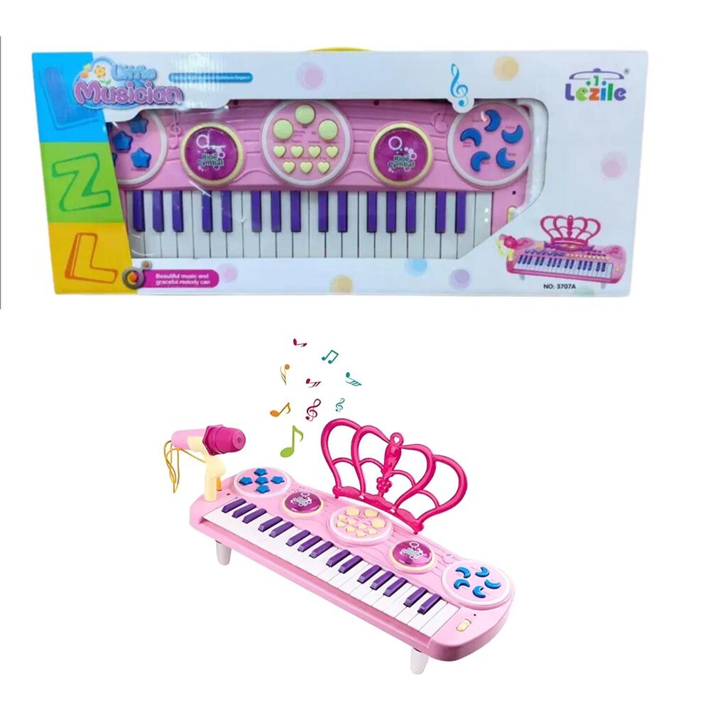Juguete Piano Teclado Musical Con 37 Teclas Sonidos Rosado image number 2.0