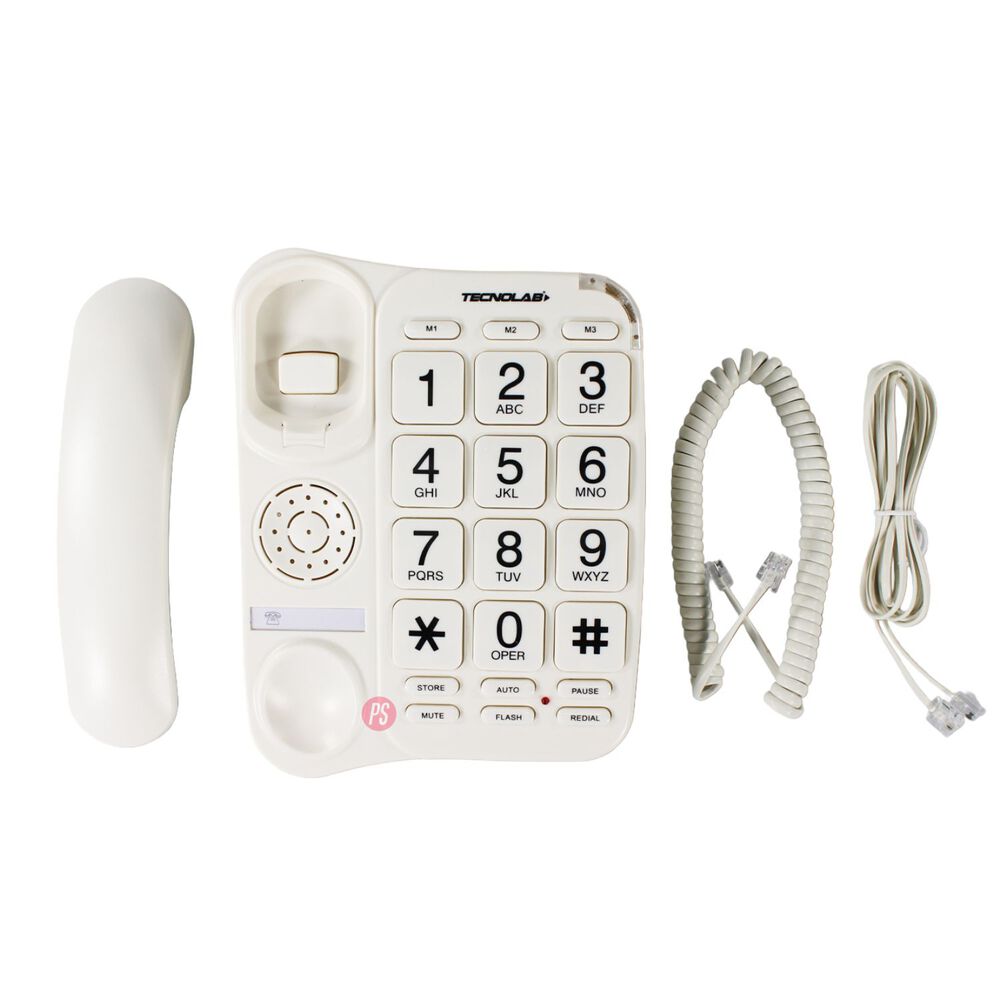Tel&eacute;fono Sobremesa 3 Teclas R&aacute;pidas Con Memoria Blanco - Ps image number 1.0