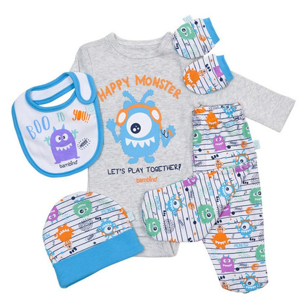 Set 5 Piezas Baby Gift Bambino Creations Monstruos Blanco image number 0.0