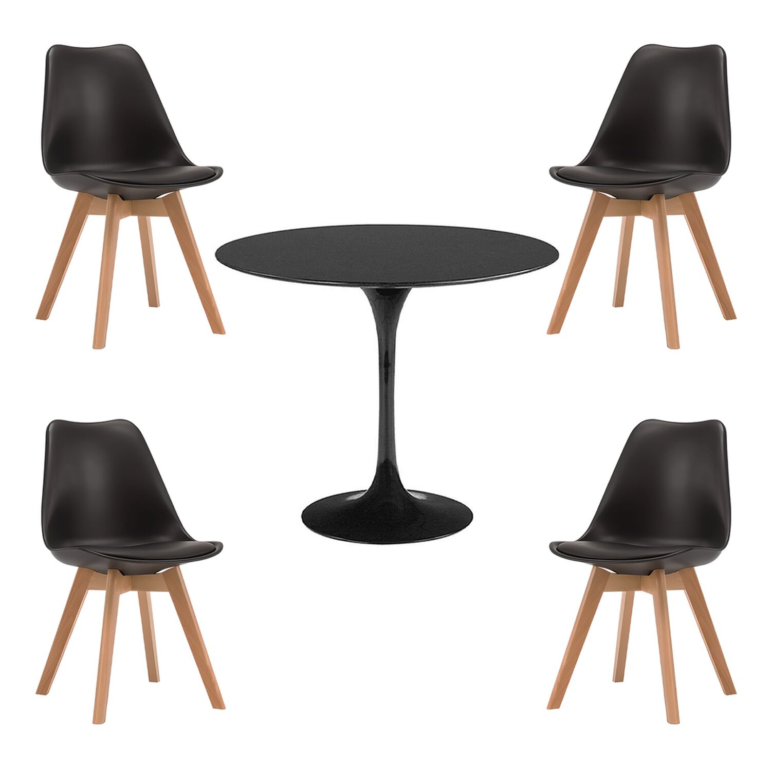 Comedor Tulip Negro 80cm - 4 Sillas Tulip Negras image number 0.0