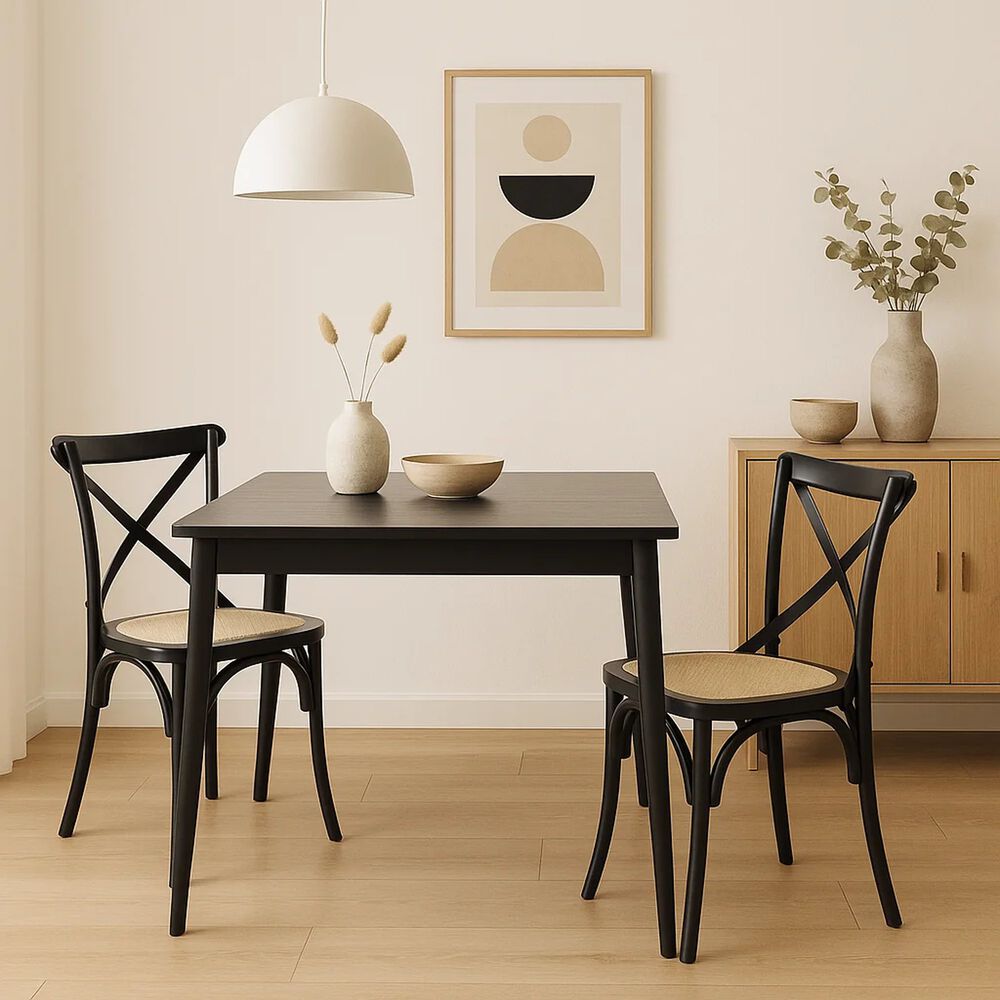 Silla Crossback Madera Rattan Negra image number 2.0